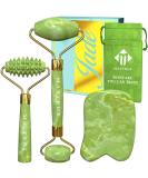 Premium Certified Jade Roller Gift and Gua Sha Set - Includes Two Anti Aging Rollers and Gua Sha Facial Tool - Face and Body Massager for Your Skincare Routine - Buy Online on GoSupps.com
