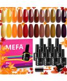 MEFA Fall Gel Nail Polish Set - 12 Autumn Colors | Orange Red Yellow Gold & Brown | Glitter Nail Art Kit for DIY Home Salon & Manicure Gifts for Women & Girls - Buy Online on GoSupps.com