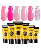 BURANO Poly Extension Gel Nail Kit 6 Colors Builder Set for Beginner & Professional | DIY Poly Nail Gel Kits Starter Kit Nail Art Gift - Pink Glitter (04) - Buy Online on GoSupps.com