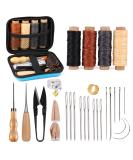 Leather Sewing Kit, Leather Working Tools and Supplies, Leather Working Kit with Large-Eye Stitching Needles, Waxed Thread, Leather Upholstery Repair Kit, Leather Sewing Tools for DIY Leather Craft - Buy Online on GoSupps.com