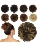 FESHFEN 100% Human Hair Messy Bun - Curly Hair Scrunchie Updo Extension 4P27# Brown Mixed Blonde - Buy Online on GoSupps.com