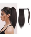 FESHFEN Straight Ponytail Extension 14 Medium Brown - Clip in Pony Tail Hairpiece for Women & Girls - Synthetic Wrap Around Ponytails - Buy Online on GoSupps.com