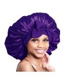 Bonnet Queen Satin Silk Sleeping Cap - Adjustable Night Hair Care Protection for Curly Long Hair - Mr. Bonnarhauben - Smooth & Breathable - Dark Lilac - Buy Online on GoSupps.com