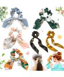 Benaton 6-Piece Chiffon Bowknot Hair Ties | Vintage Floral Ponytail Holders for Girls & Women - 6 Color Styles - Buy Online on GoSupps.com