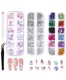 Flat Glitter Stones for Nails | Tikplus Rhinestones Nail Crystals with Dotting Pen & Tweezers for DIY Nail Art - Buy Online on GoSupps.com