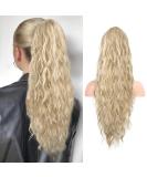 Reecho 66cm Beach Wavy Ponytail Extension - Medium Blonde with Highlights | Synthetic Pull Tape Hair Extension for Women - Buy Online on GoSupps.com