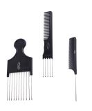Fine Lines - Combs kit - Afro Comb Lift Comb and Pin Tail Comb - Create you Afro Lifestyle - Wet or Curly Hair - Thick Plastic and Iron Black antistatic comb - Afro Hair Combs Metal Tail - 3 Pack - Buy Online on GoSupps.com