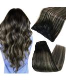 Fshine 120g Clip-In Ombre Hair Extensions - Black to Silver 35cm Silky Straight 7 Pieces Real Hair Ideal for Christmas Styling - Buy Online on GoSupps.com