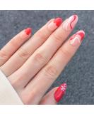 Valentine's Day Fake Press on Nails - NOVO OVO Short Almond Oval Red Heart Pink Swirl White Flower Thick False Nail Kit with Glue - Sweetie French Tip Acrylic Stick on Nails - Buy Online on GoSupps.com