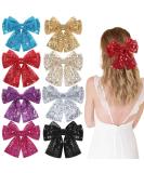 7 Inch Big Sequin Layered Hair Bows for Women & Girls - Black Red Glitter Barrette Clip - Stylish Hair Accessories (8Pcs) - Buy Online on GoSupps.com