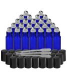 Belle vous cobalt blue roll on glass bottles for essential oil with droppers (24 package) - 10 ml of glass bottles for filling set with stainless steel roller balls for aromatherapy oils & deor roller for filling - Buy Online on GoSupps.com