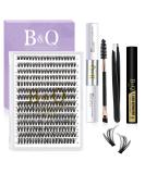 B&Q 280 PCS Cluster Lashes DIY Extension Kit with Bond & Seal Remover, Applicators - Kit-40D-D Curl 9-16mm - Buy Online on GoSupps.com