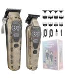 Professional Hair Clippers for Men | Cordless T-Blade Trimmer & Beard Trimmer Set | Hair Cutting Kit with LCD Display | Perfect Gifts for Men in Bronze - Buy Online on GoSupps.com
