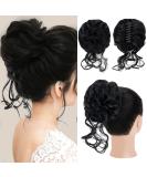 S-Noilite Claw Clip Messy Bun Hair Chignon | Curly Wavy Scrunchie Synthetic Ponytail Extension - Dark Black 1 - Buy Online on GoSupps.com