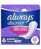 Always Discreet Adult Incontinence Pads for Women - Heavy Absorbency Long Length 64 CT - Postpartum Comfort & Protection - Buy Online on GoSupps.com