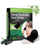 80 Pcs Bamboo Charcoal Blackhead Remover Strips - Deep Cleansing Pore Strips for Blackheads - Nose Pore Strips for Men and Women - Black - Buy Online on GoSupps.com