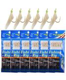 Saltwater Fishing Rigs 6 Pack with Glow Bait & High Carbon Steel Hooks | Fish Skin Bait Rig Tackle | Size 4 6 8 | Type B | 6# - 6 Packs - Buy Online on GoSupps.com