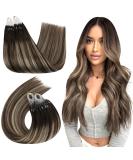 Ugeat Microring Extensions Real Hair - Brown Ombre 45cm Remy Hair with 50 Highlights Micro Loop #4/18/4 50g - Buy Online on GoSupps.com