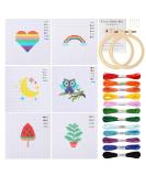 Pllieay Cross Stitch Beginner Kit for Kids 7-13  Includes 6pcs Project Cross Stitch Pattern and 2pcs Hoops  12 Skeins  Needle Point Starter Kit Sewing Set with Instructions - Buy Online on GoSupps.com
