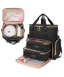 BAFASO Double Layer Nail Polish Organizer - Holds 70 Bottles - Nail Dryer Case with Pouches & Tools Storage - Black - Buy Online on GoSupps.com