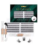 Lash Extension Kit - 120 Lash Clusters Bond & Seal Tweezers | C D Curl Soft Fluffy Reusable False Eyelashes 10-16mm | Premium Eyelash Extensions - Buy Online on GoSupps.com