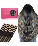 Real Hair Tape Extensions - 20PCs 50g 18 Inch Balayage Natural Black to Hellblond | Silky Straight Remy Skin Weft Tape Hair Extensions #1B/16/1B - Buy Online on GoSupps.com