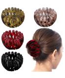 4 Pieces Vintage Geometric Retractable Hair Loops Expandable Ponytail Holder Clip Bird Nest Shaped Hair Clips Hair Donut Bun Maker Hair Accessory Hair Styling Tool for Women Girls - Buy Online on GoSupps.com