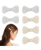 6 Pack Rhinestone Crystal Hair Clips - Gold & Silver Bow Barrettes for Girls and Women - Buy Online on GoSupps.com