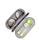 Muf 2 in 1 Double Sided Portable Contact Lens and Eyeglasses Case - Travel Kit with Mirror, Tweezer, Solution Bottle - Green/Black - Buy Online on GoSupps.com