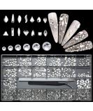 Nibiru White Rhinestones Glass Gemstones Kit for Nail Art - 3830PCS Multi Shapes Sparkly Flatback Mix with Wax Pen - Buy Online on GoSupps.com