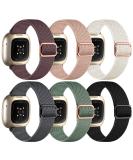 IMIVIO 6 piece Compatible with Fitbit Versa 3 bracelet/Fitbit Versa 4 bracelet/Fitbit sense bracelet/Fitbit sense 2 bracelet soft elastic replacement nylon sports band for women/men multi colors light pink/smoke violet/star light/gray/gray/black - Buy Online on GoSupps.com