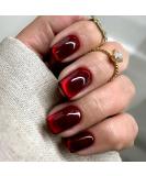 Shop Mrcuvaryas 24-Piece Cherry Red Cat Eye Press-On Nails | Squoval Artificial Nails with Glue for Women - Buy Online on GoSupps.com