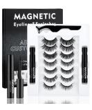 Buy Magnetic Eyelashes with Eyeliner - 7 Pairs Natural Look | Reusable False Mink Eyelashes with 5 Magnets | Easy DIY Application - Buy Online on GoSupps.com
