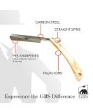 G.B.S Straight Blade Horn Ivory Razor | Carbon Steel | Effortless Glide - International Shipping Available - Buy Online on GoSupps.com