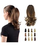 Sofeiyan 33cm Ponytail Extension - Natural Looking Long Curly Clip-In Claw Hair Extension for Women - Dark Brown/Golden Auburn - Buy Online on GoSupps.com