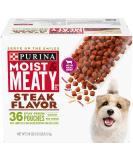Purina Moist & Meaty Steak Flavor Adult Dry Dog Food - 36 Count Pack - Buy Online on GoSupps.com