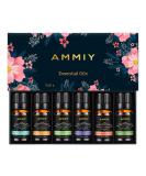 AMMIY Essential Oils Set of 6 x 10ml for Aromatherapy Bath Spa Diffuser Fragrance Relaxing Scent Pure Natural Vegan Oils Including Eucalyptus Lemon Peppermint Lavender Sweet Orange Tea Tree 6pcs Blue Suit - Buy Online on GoSupps.com