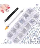 1500PCS Nail Gems Flat Back Rhinestones Set | JUYOO 12 Styles Round Diamonds | AB Shiny Crystals for Nails, Face, Teeth | DIY Crafts - Clear - Buy Online on GoSupps.com