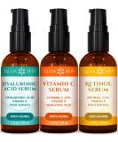 NUVA SKIN Anti Aging Serum Set - Vitamin C, Retinol, Hyaluronic Acid - 3 Pack Face Serum for Women and Men - Skin Care Regimen - 1 Fl Oz - Buy Online on GoSupps.com