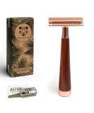 ANYMALE Safety Razor Rose Gold - Sustainable Sandalwood Ladies Set with 5 ASTRA Blades | Plastic-Free Gentle Wet Shaving - Buy Online on GoSupps.com