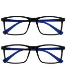 Opulize Ink Long-Distance Glasses - Large Rectangular Frame Pack Scratch-Resistant Spring Hinges - Black & Blue for Men - 2.00 Diopters - Buy Online on GoSupps.com