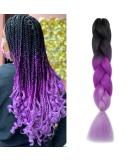Gairyan Jumbo Braids Extensions - 100g Ombre Synthetic Braiding Hair 60cm for Box Crochet Braids (Black Purple & Lila) - 1 Piece - Buy Online on GoSupps.com