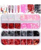Kalolary Valentine's Day Nail Art Sequins | Heart & Lip-Shaped Holographic Flakes for Manicure & Body Decoration - 2 PCs - Buy Online on GoSupps.com