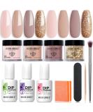 Modelones 11 Pcs Dip Powder Nail Kit Starter 4 Colors Nude Skin Tones Gold Glitter Neutral Acrylic Dipping Powder Liquid Set with Base Coat&Top Coat Activator for French Nail Art Manicure DIY Salon Gift Set A1-Nude - Buy Online on GoSupps.com
