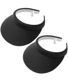2 Pack Adjustable Clip-On Sun Visor Hats for Women and Men - Wide Brim Cap in Black - Buy Online on GoSupps.com