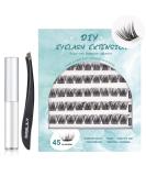 SISILILY DIY Individual Cluster Lashes CC Curl Kit - 45 Hand-made 3D False Eyelashes with Glue and Tweezer - Easy DIY Eyelash Extensions at Home - Save Time with DM10 Clusters - Buy Online on GoSupps.com
