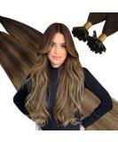 Ugeat Balayage Hair Extensions - 50cm Keratin Real Hair Dark to Light Brown 50g U-Tip Extensions - Premium Quality 20 Inch - Buy Online on GoSupps.com