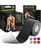Shop TapeGeeks Kinesiology Tape - Black Athletic & Hypoallergenic Medical Tape for Muscle Support | 2" x 16.4' - Ideal for Lower Back Knee & Wrist Pain Relief - Buy Online on GoSupps.com