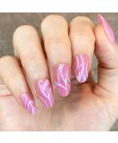 Valentine's Day Almond Oval Hot Pink Sparkle False Nails Kit | ROSA E ROSE Glossy Holographic Press-on Nails - Spring Collection - Buy Online on GoSupps.com