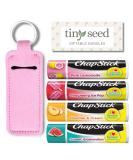 Limited Edition I Love Summer Chapstick Set - 4 Flavors: Strawberry Ice Pop Pink Lemonade Peaches & Cream Sweet Watermelon + Lip Balm Holder Keychain - Buy Online on GoSupps.com